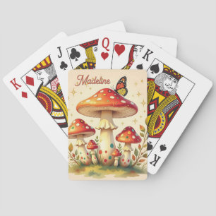 Cottage Core Vintage Pilze und Schmetterling Spielkarten