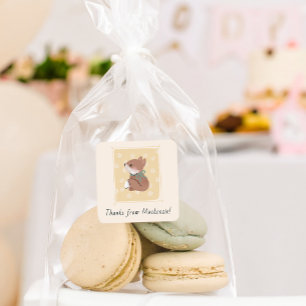 Cottage Core Wald Fuchs Baby Shower Quadratischer Aufkleber