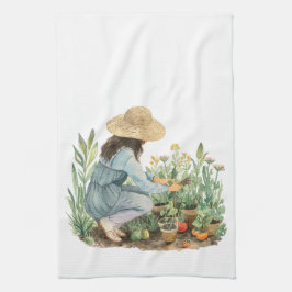 Cottage core Watercolor Garden Giro del Malcantone Geschirrtuch