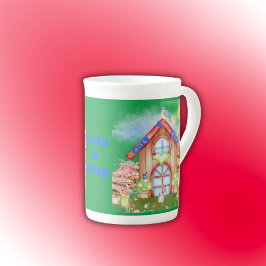 Cottage Cosy & Niedlich farbig auf grün | Porzellantasse
