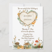 Cottage cosy Woodland Holzofenherz Hochzeit Einladung (Vorderseite)