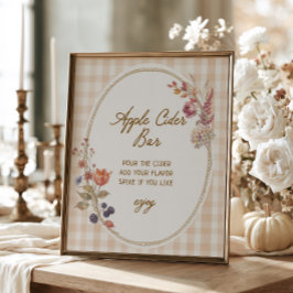 Cottage Fall in Love Gingham Apfelwein-Bar Poster