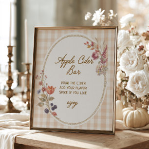 Cottage Fall in Love Gingham Apfelwein-Bar Poster