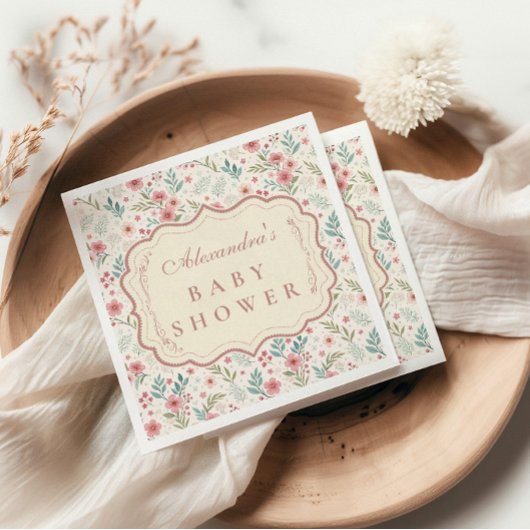 Cottage Garden Antique Baby Shower Serviette
