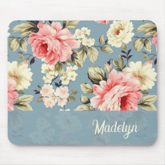 Cottage Garden Flowers Chic Shabby Script Mousepad (Vorne)