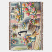 Cottage Garden Geese Spring Illustration Decke (Vorderseite Vertikal)