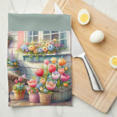 Cottage Garden Geese Spring Illustration Geschirrtuch (Viertel Falte)