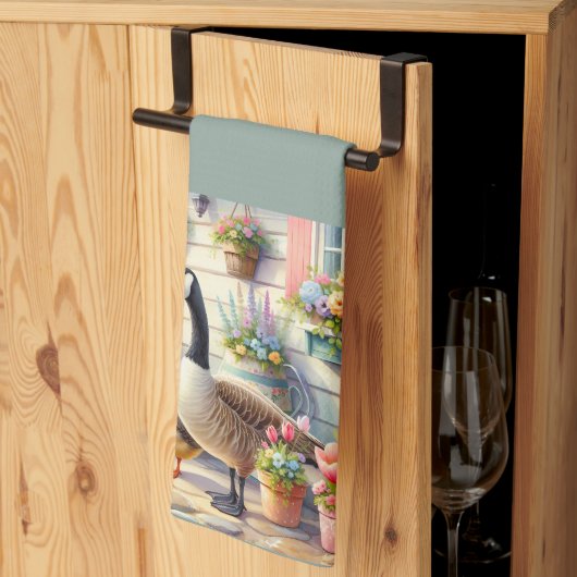 Cottage Garden Geese Spring Illustration Geschirrtuch (Drittel gefaltet)