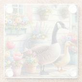 Cottage Garden Geese Spring Illustration Glasuntersetzer (Rückseite)