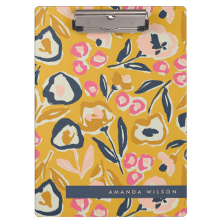 Cottage Garden Hand-Drawn Bold Inky Floral Pattern Klemmbrett