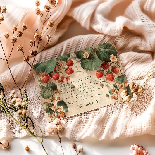 Cottage Garden Strawberry Bridal Shower Dankeskarte