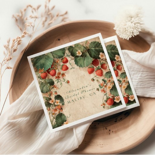 Cottage Garden Strawberry Bridal Shower Serviette