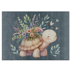 Cottage-Garten-Schildkröte Aquarell Schneidebrett