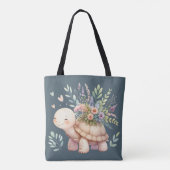 Cottage-Garten-Schildkröte Aquarell Tasche (Rückseite)