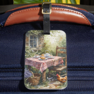 Cottage-Garten-Teemorgen-Aquarell Gepäckanhänger