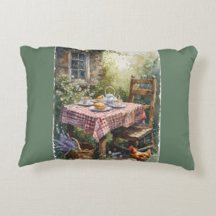 Cottage-Garten-Teemorgen-Wasserfarbe Dekokissen