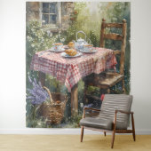 Cottage-Garten-Teemorgen-Wasserfarbe Wandteppich (Beispiel)