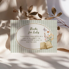 Cottage Green Bow Frame Baby Shower Books for Baby Begleitkarte
