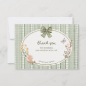 Cottage Green Bow Frame Baby Shower Dankeskarte (Vorderseite)