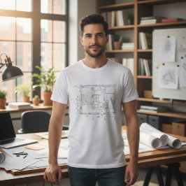 Cottage-Grundriss-Blueprint-T-Shirt T-Shirt
