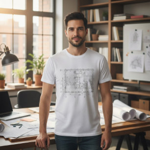 Cottage-Grundriss-Blueprint-T-Shirt T-Shirt