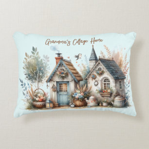 Cottage Haven Florale Häuser Illustration Dekokissen