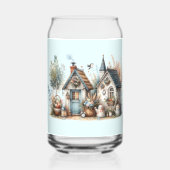 Cottage Haven Florale Häuser Illustration Dosenglas (Vorderseite)