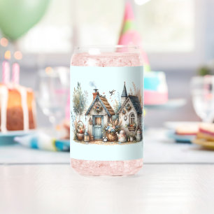 Cottage Haven Florale Häuser Illustration Dosenglas