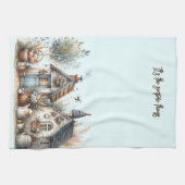 Cottage Haven Florale Häuser Illustration Geschirrtuch (Horizontal)