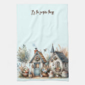Cottage Haven Florale Häuser Illustration Geschirrtuch (Vertikal)