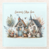Cottage Haven Florale Häuser Illustration Glasuntersetzer (Vorderseite)