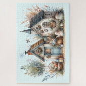 Cottage Haven Florale Häuser Illustration Puzzle (Vertikal)