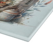 Cottage Haven Florale Häuser Illustration Schneidebrett (Ecke)