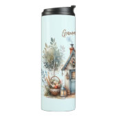 Cottage Haven Florale Häuser Illustration Thermosbecher (Nach links gedreht)