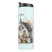 Cottage Haven Florale Häuser Illustration Thermosbecher (Nach rechts gedreht)