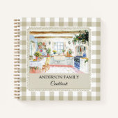 Cottage Kitchen Olive Green Gingham Family Recipe Notizblock (Vorderseite)