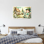 Cottage Leprechaun Patchwork Quilt Scene Leinwanddruck (Insitu (Schlafzimmer))