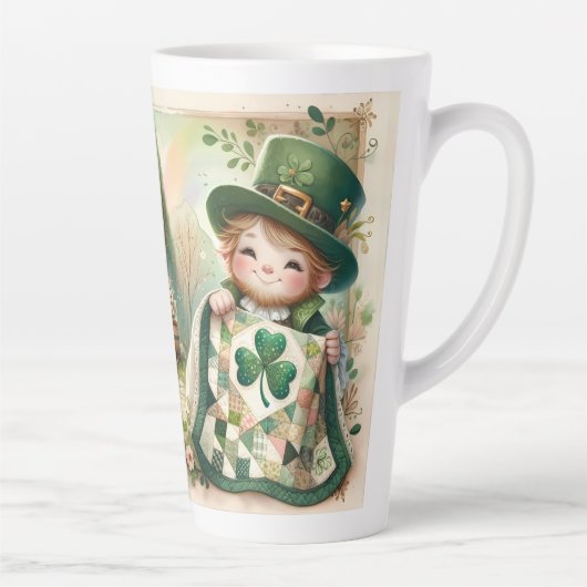 Cottage Leprechaun Patchwork Quilt Scene Milchtasse (Rechts)