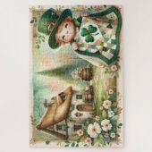 Cottage Leprechaun Patchwork Quilt Scene Puzzle (Vertikal)