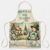 Cottage Leprechaun Patchwork Quilt Scene Schürze (Vorderseite)