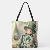 Cottage Leprechaun Patchwork Quilt Scene Tasche (Rückseite)