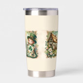 Cottage Leprechaun Patchwork Quilt Scene Thermobecher (Rechts)