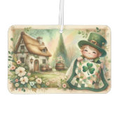 Cottage Leprechaun Patchwork Quilt Szene Autolufterfrischer (Rückseite)