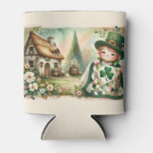 Cottage Leprechaun Patchwork Quilt Szene Dosenkühler (Vorderseite)