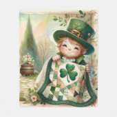 Cottage Leprechaun Patchwork-Quilt-Szene Fleecedecke (Vorderseite)