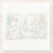 Cottage Leprechaun Patchwork-Quilt-Szene Glasuntersetzer (Rückseite)