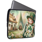 Cottage Leprechaun Patchwork-Quilt-Szene Laptopschutzhülle (Vorne Rechts)