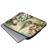 Cottage Leprechaun Patchwork-Quilt-Szene Laptopschutzhülle (Vorne Knopf)