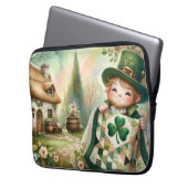 Cottage Leprechaun Patchwork-Quilt-Szene Laptopschutzhülle (Vorderseite Links)
