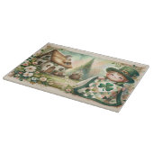 Cottage Leprechaun Patchwork Quilt Szene Schneidebrett (Ecke)